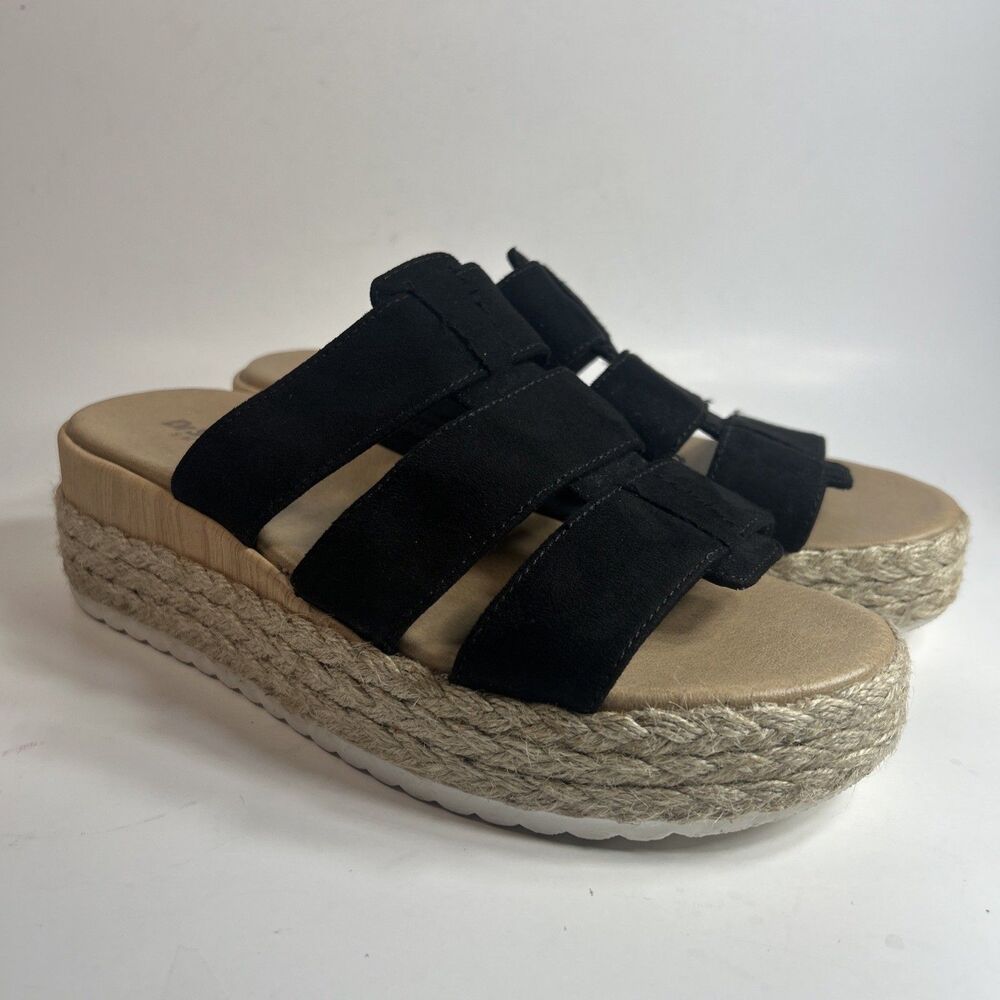 Dr Scholls Women’s Sandals Size 6 Black Electric Espadrille Wedge Slide Suede - Picture 3 of 12